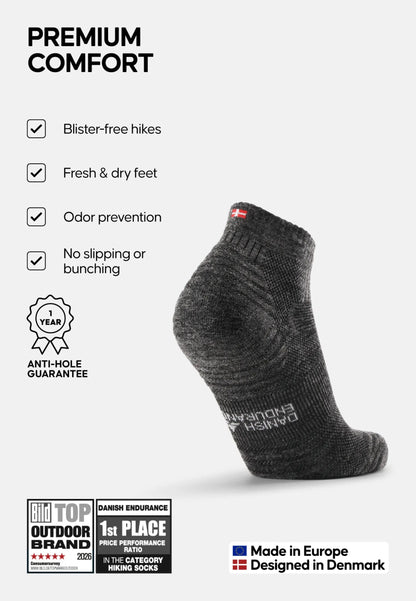MERINO WOOL HIKING SOCKS LOW CUT - DANISH ENDURANCE