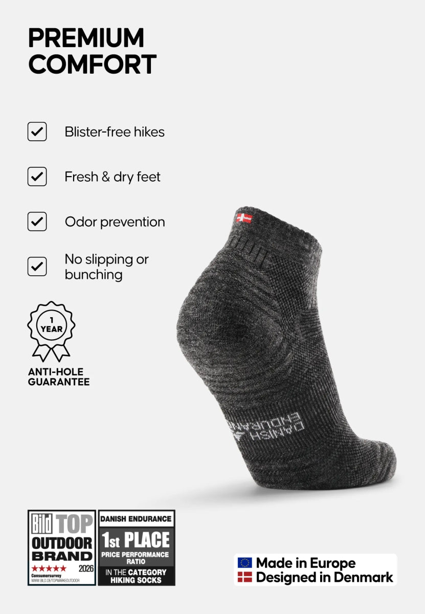 MERINO WOOL HIKING SOCKS LOW CUT - DANISH ENDURANCE