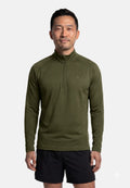 MOMENTUM RUNNING HALF-ZIP TRØJE - Mørk olivengrøn