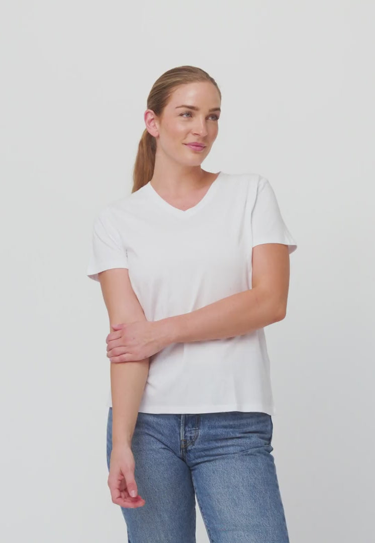 T-SHIRT À COL EN V EN MODAL POUR FEMME