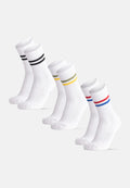 TENNIS SOCKS IN ORGANIC COTTON - Black Stripes | Green/Yellow Stripes | Red/Blue Stripes