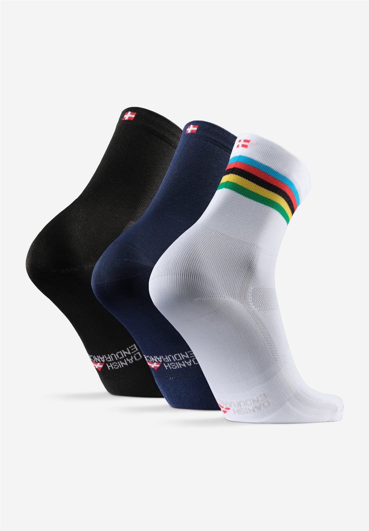DANISH ENDURANCE 3 Pack Cycling Socks, Breathable Crew Bike Socks, Men &  Women, Multicolor (1 x stripes, 1 x black, 1 x blue), Small at  Men's  Clothing store