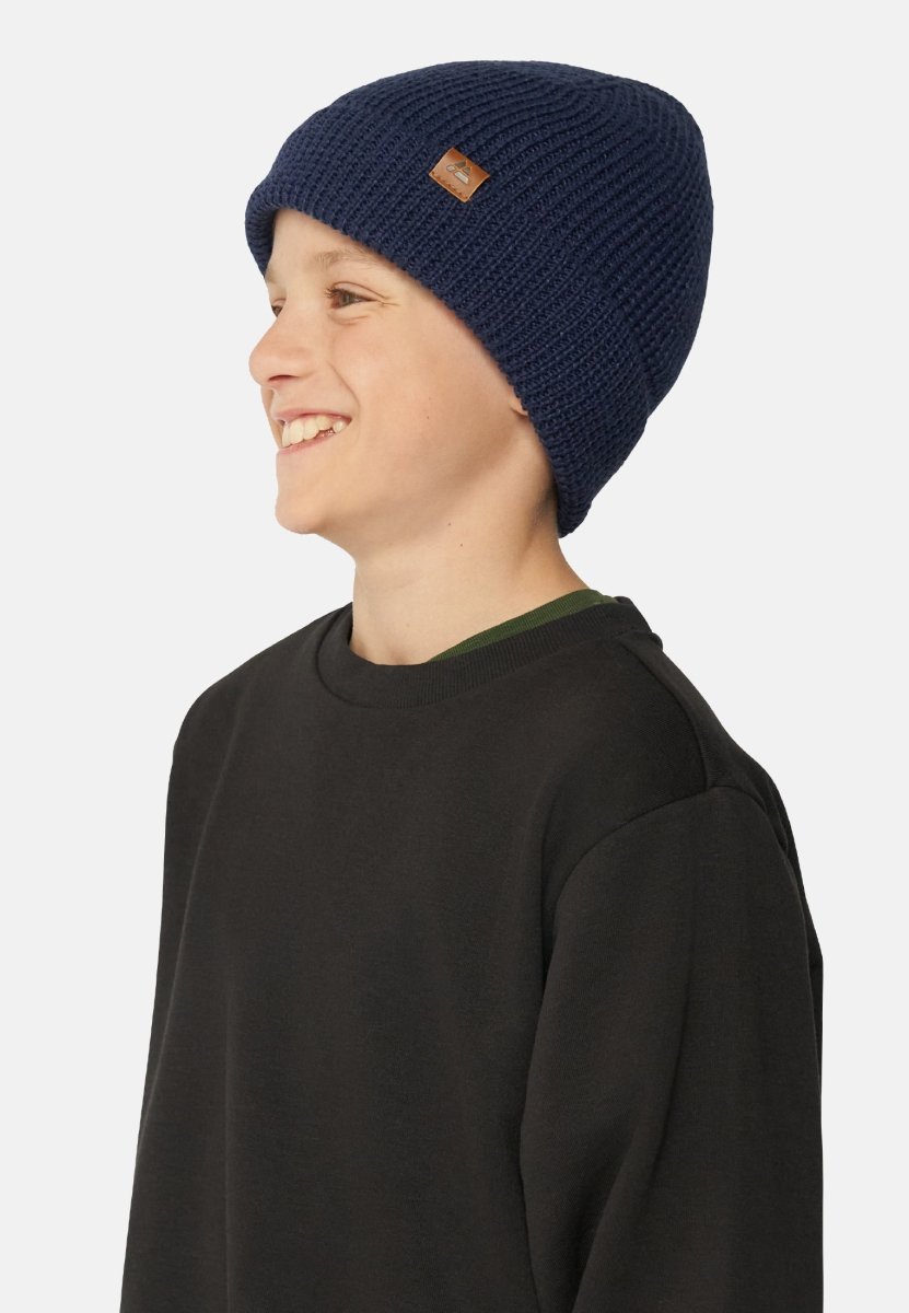 POLAR DOUBLE FOLD MERINO BEANIE - NAVY STRIPE