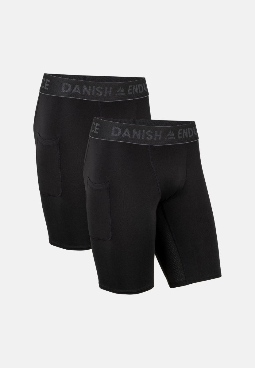 DANISH ENDURANCE Lot de 2 Shorts de Compression Homme, Anti-Frottements,  Sport & Running, Noir, S : : Mode