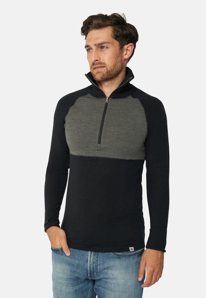 MERINO WOOL BASE LAYER HALF-ZIP SHIRT FOR MEN - DANISH ENDURANCE