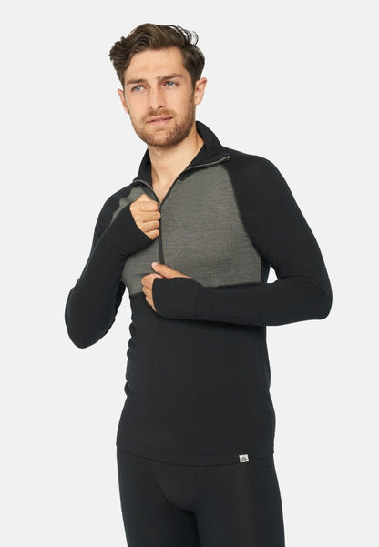 MERINO WOOL BASE LAYER HALF-ZIP SHIRT FOR MEN - DANISH ENDURANCE