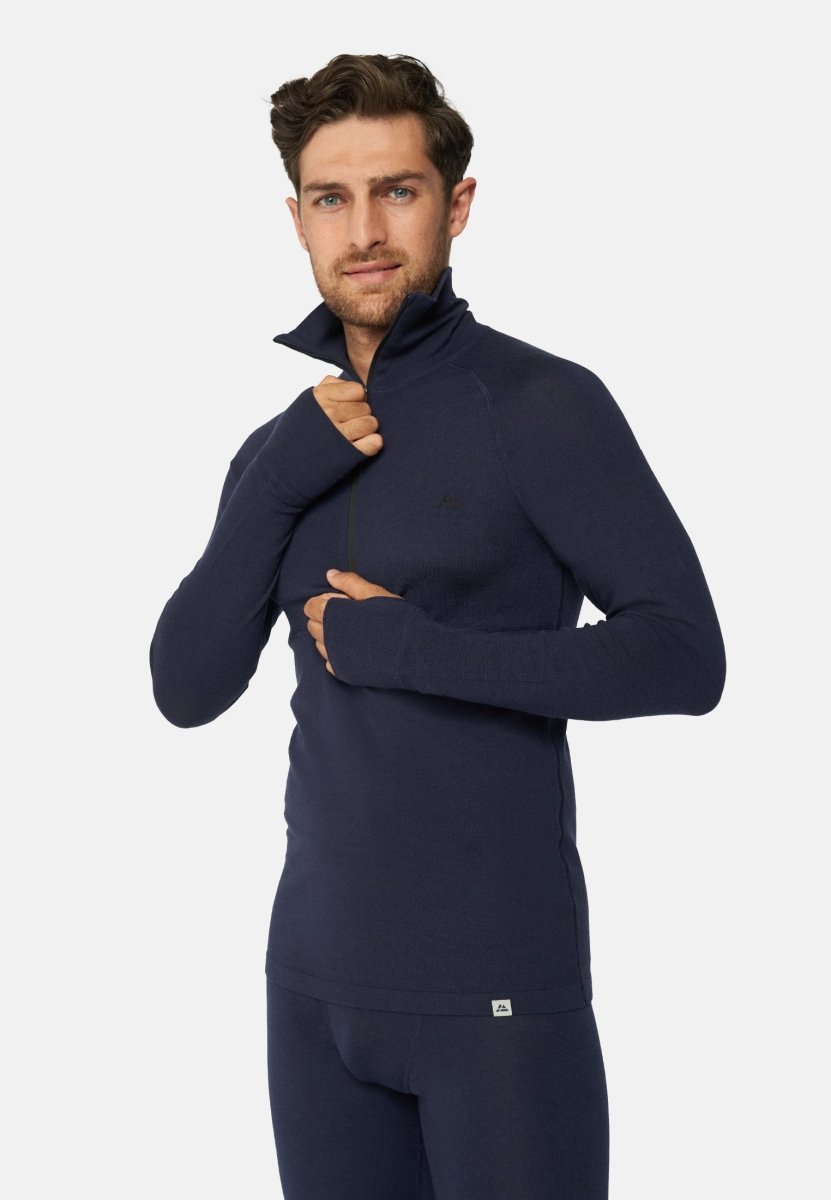 MERINO WOOL BASE LAYER HALF-ZIP SHIRT FOR MEN - DANISH ENDURANCE