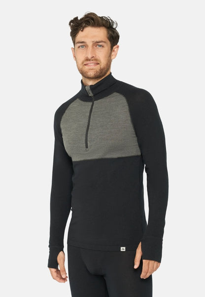 MERINO WOOL BASE LAYER HALF-ZIP SHIRT FOR MEN - DANISH ENDURANCE