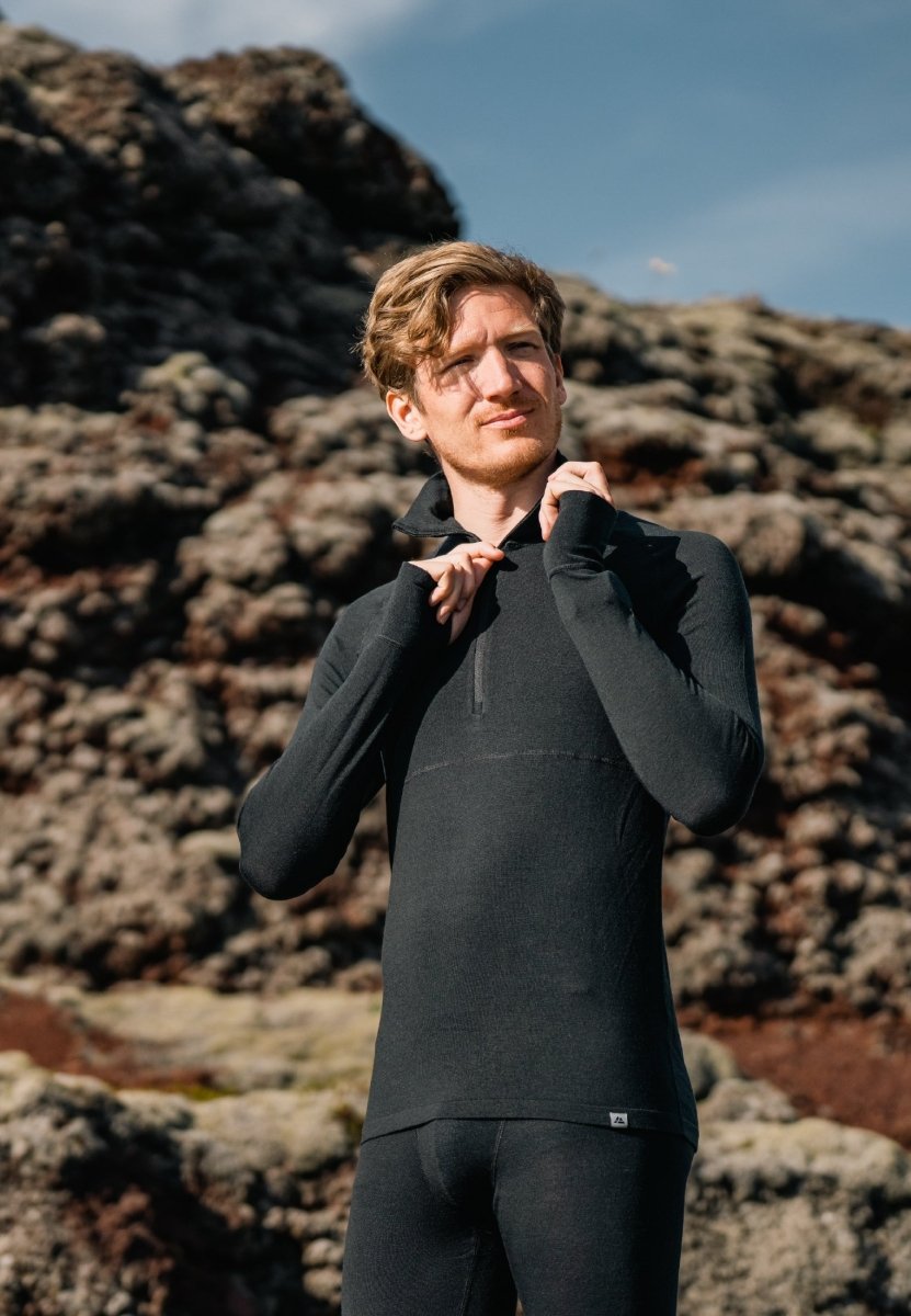 MERINO WOOL BASE LAYER HALF-ZIP SHIRT FOR MEN - DANISH ENDURANCE