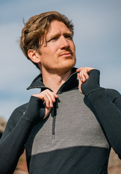 MERINO WOOL BASE LAYER HALF-ZIP SHIRT FOR MEN - DANISH ENDURANCE