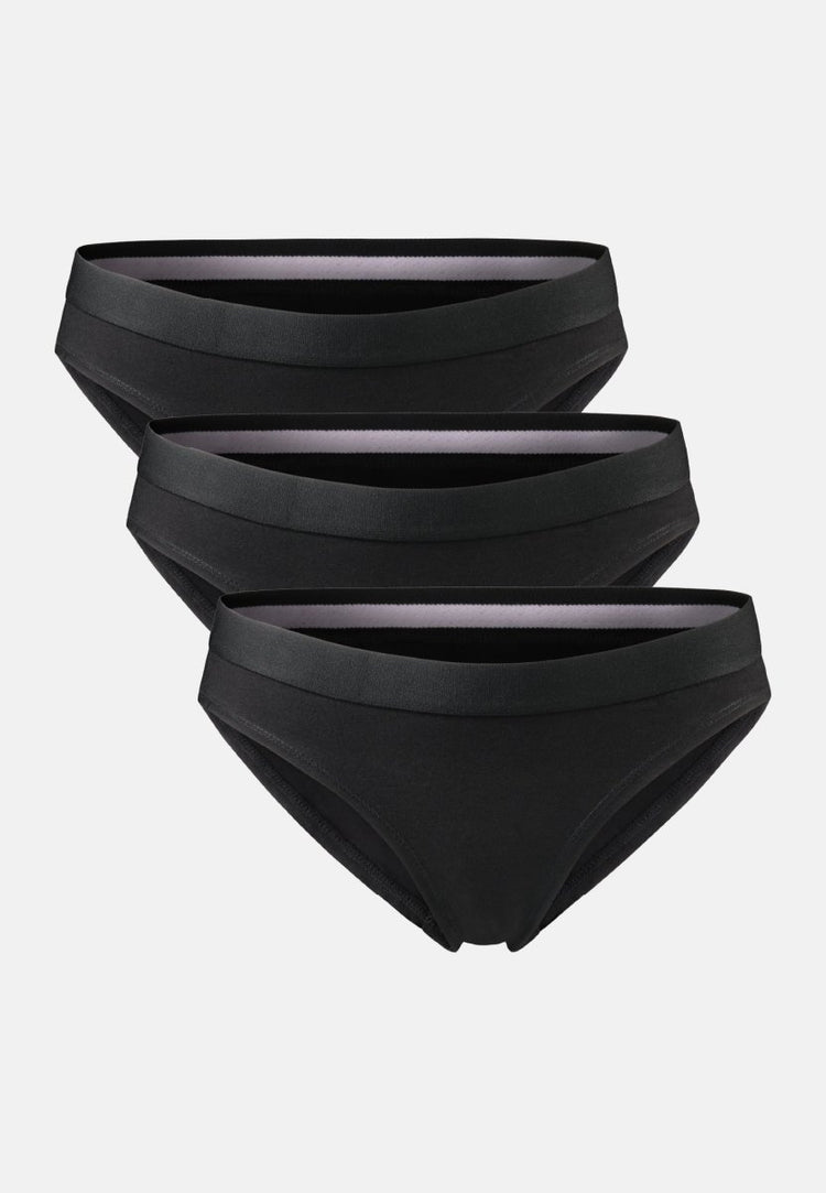 Women's Cotton Stretch Bikini Panty, Black 12 pack