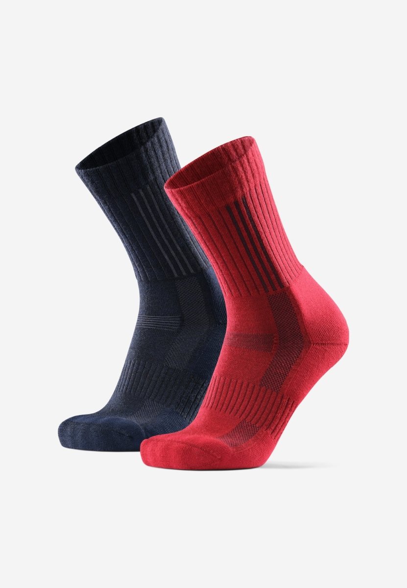 DANISH ENDURANCE Merino Wool Hiking Socks for Men & Women Crew Length &  Thermal 3 Pack Multicolor: Brown, Red, Green Large