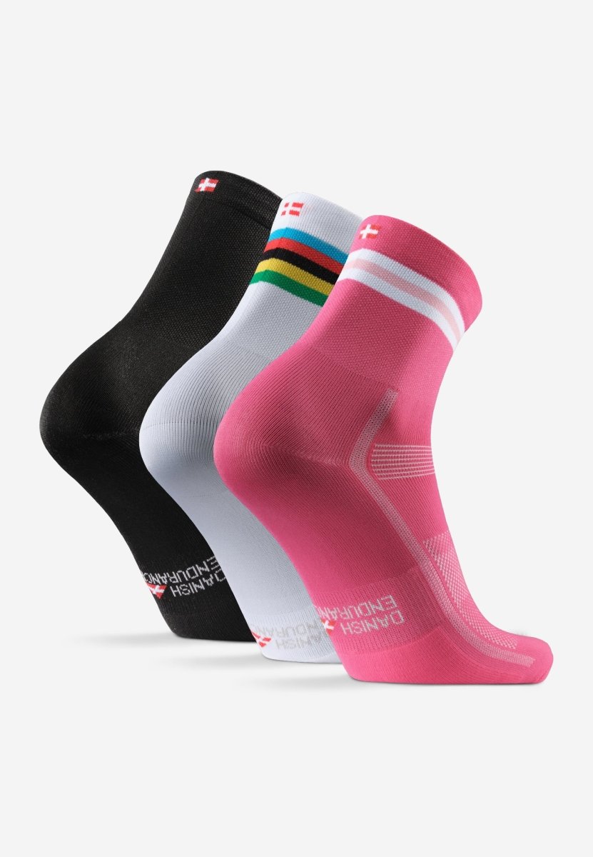 DANISH ENDURANCE Cycling Socks, Crew Length, Breathable, and Cushioned Bike  Socks, 3 Pair Pack for Men & Women