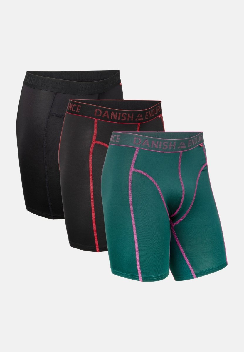 Danish Endurance Mens Sports 3 Pack Underwear (Black/Blue/Green)